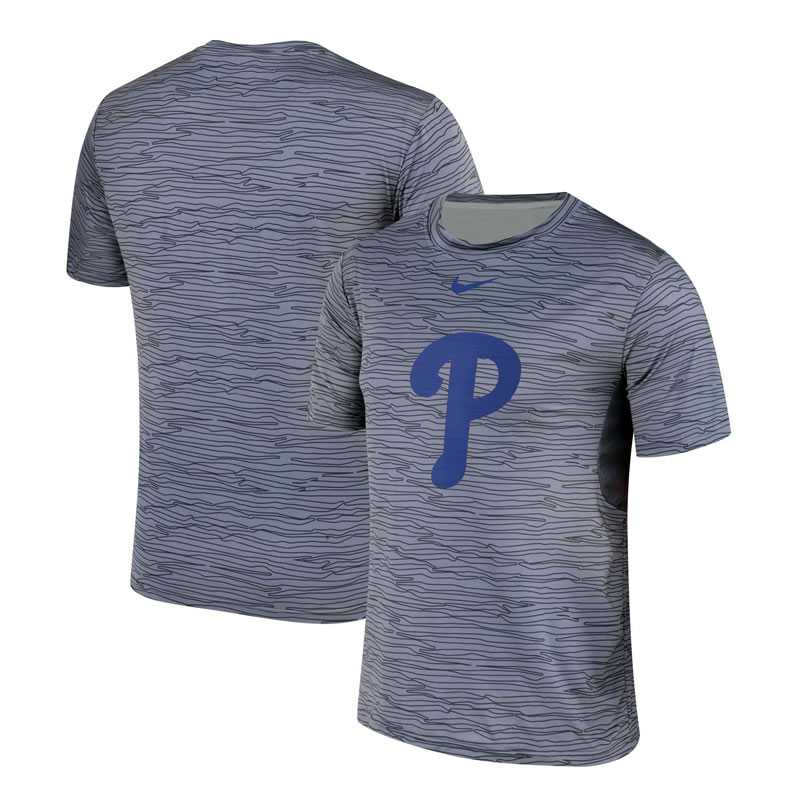 Philadelphia Phillies Gray Black Striped Logo Performance T-Shirt,We sell and wholesale Philadelphia Phillies Gray Black Striped Logo Performance T-Shirt on line form chian!